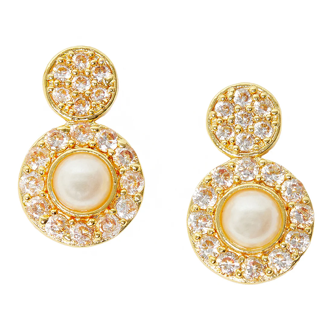 Dainty Pearl Adorned Drop Earrings - Image 3