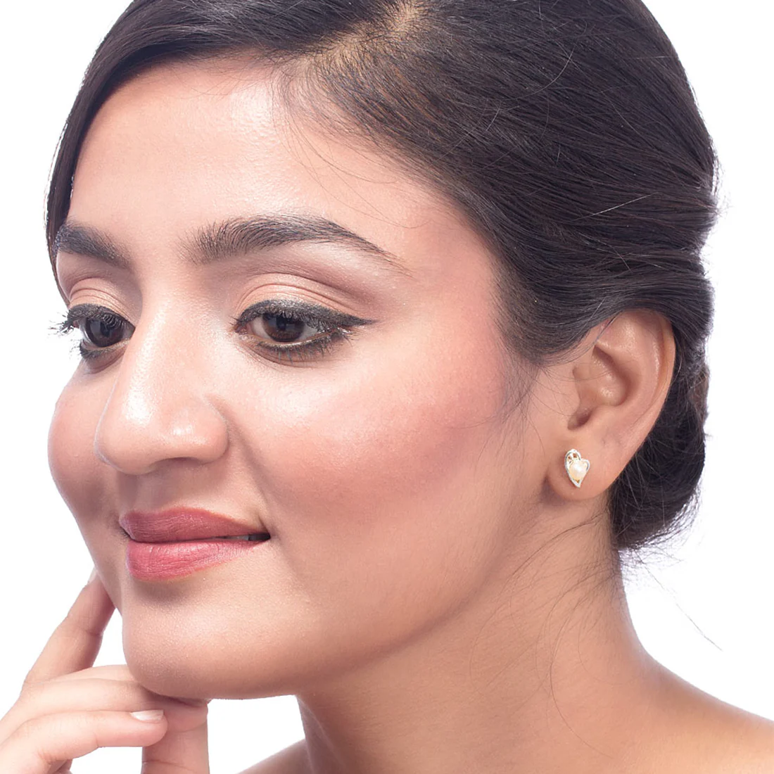 Dainty Pearl Adorned Stud Earrings - Image 2