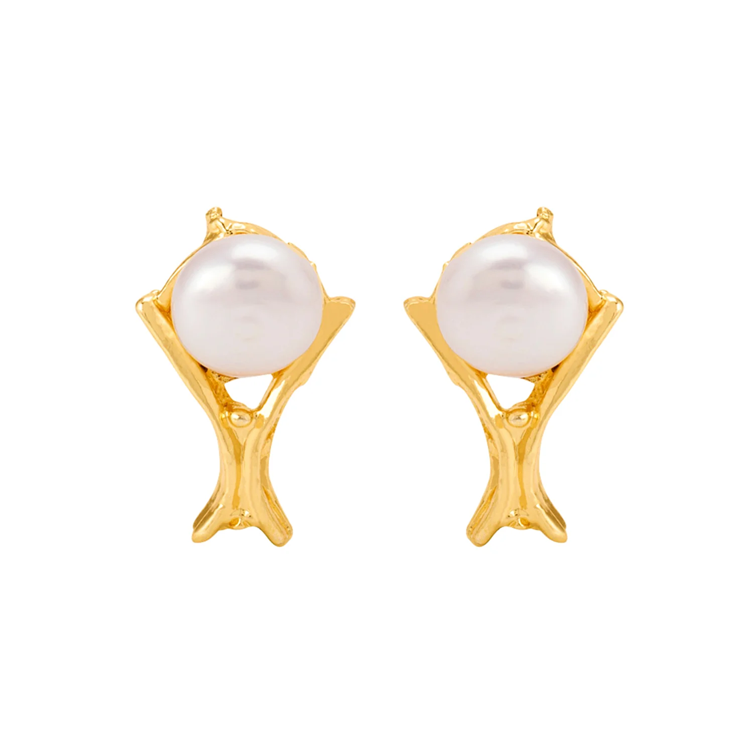 Dainty Yellow Gold Plated Stud Earrings - Image 3