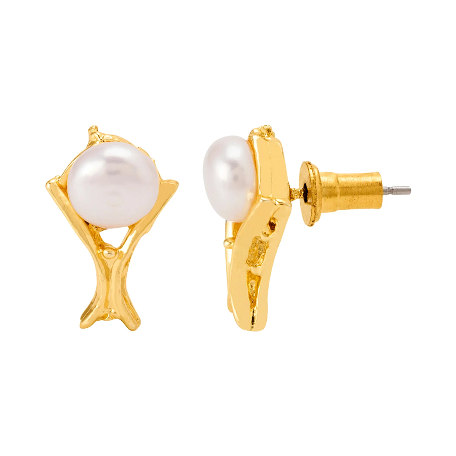 Dainty Yellow Gold Plated Stud Earrings - Image 4