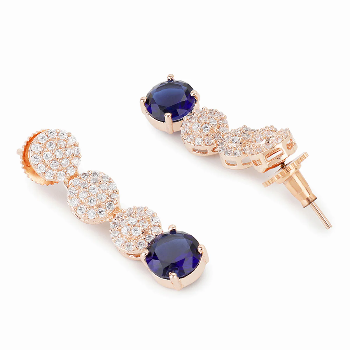 Dark Blue Stones Rose Gold Necklace Set - Image 5