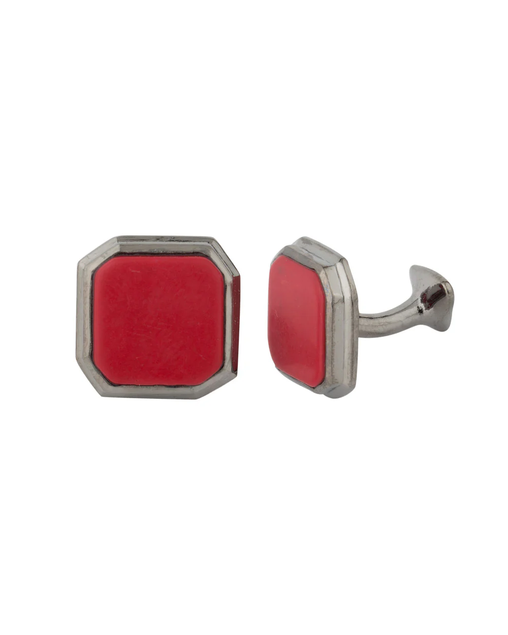 Dashing Red Square Stone Studded Milestone Cufflinks - Image 2
