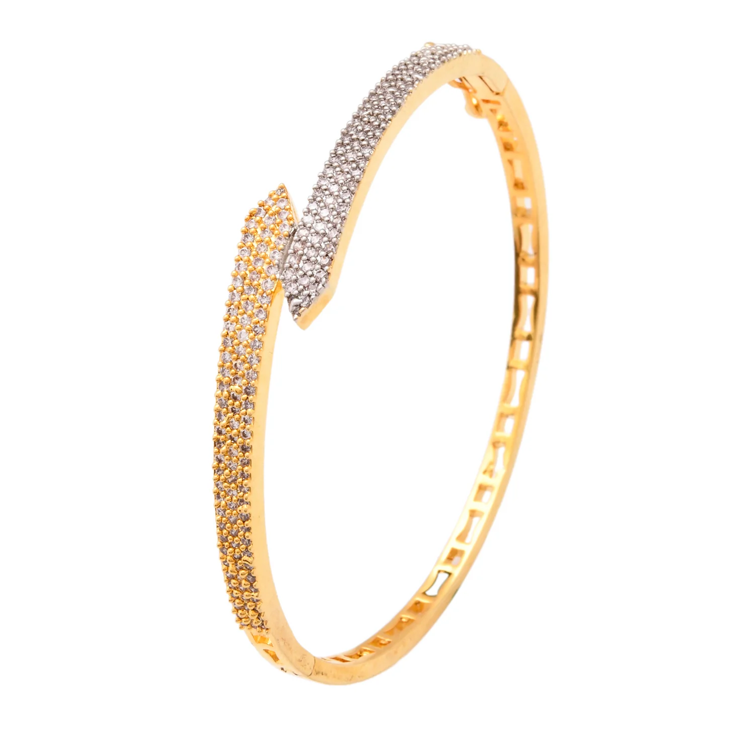 Dazzling Dual Tone American Diamond Bracelet - Image 3
