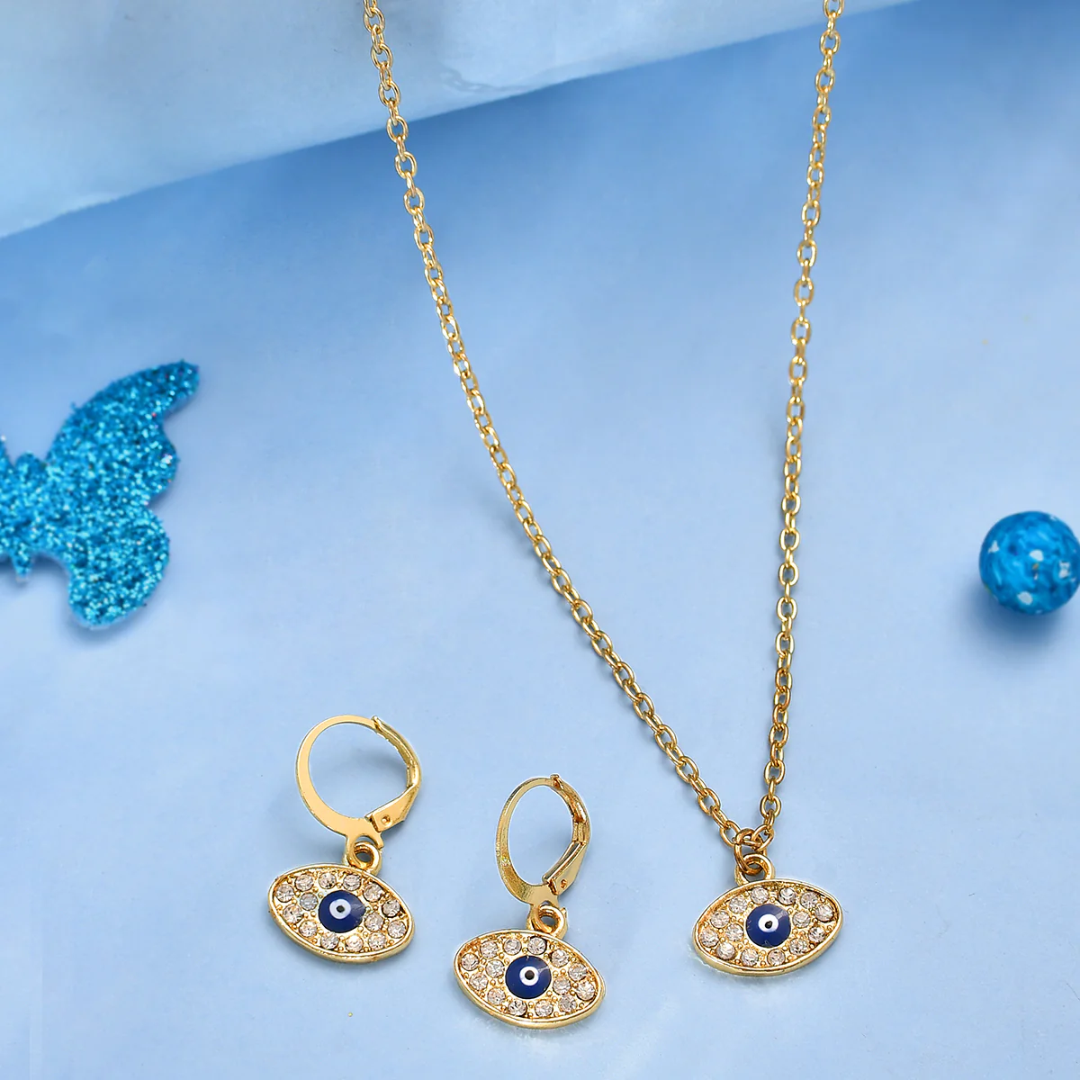 Dazzling Eyes Evil Eye Pendant Set