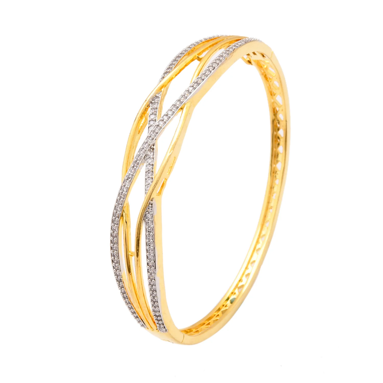 Dazzling Gold-Plated American Diamond Bracelet - Image 3