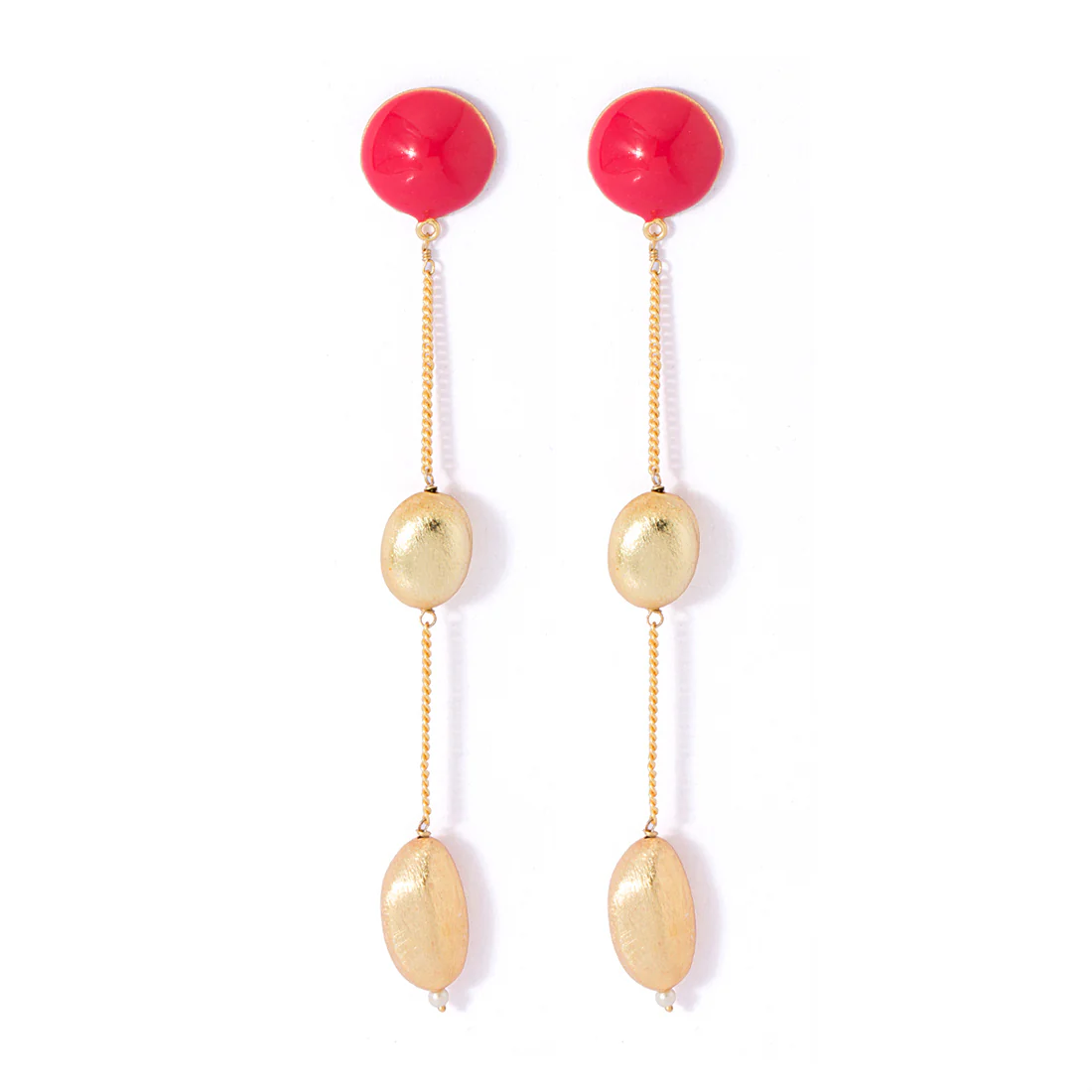 Dazzling Red and Golden Dangler Earrings