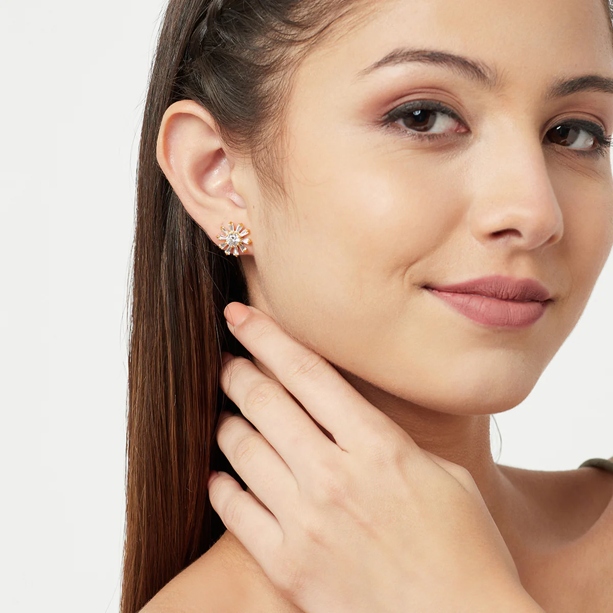 Delicate Floral CZ Earrings - Image 2