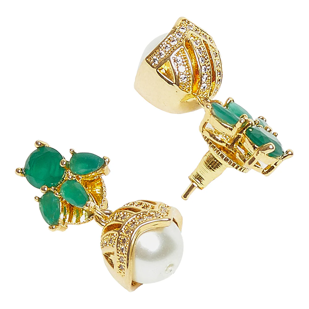 Delicate Jhumki Earrings with Pearl Droppings - Image 4