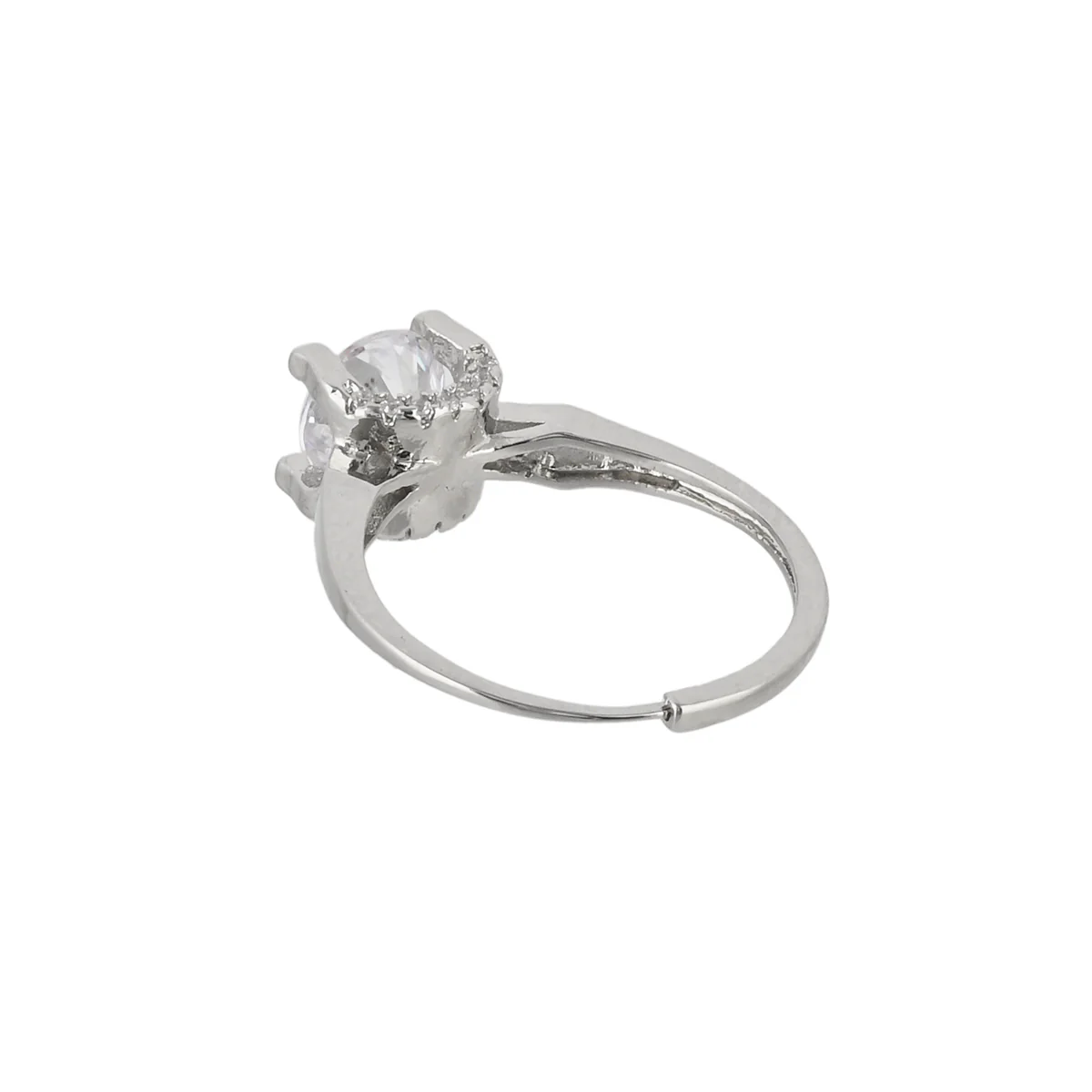 Delicate Round Cut CZ Embellished Silver Plated Ring - Image 5