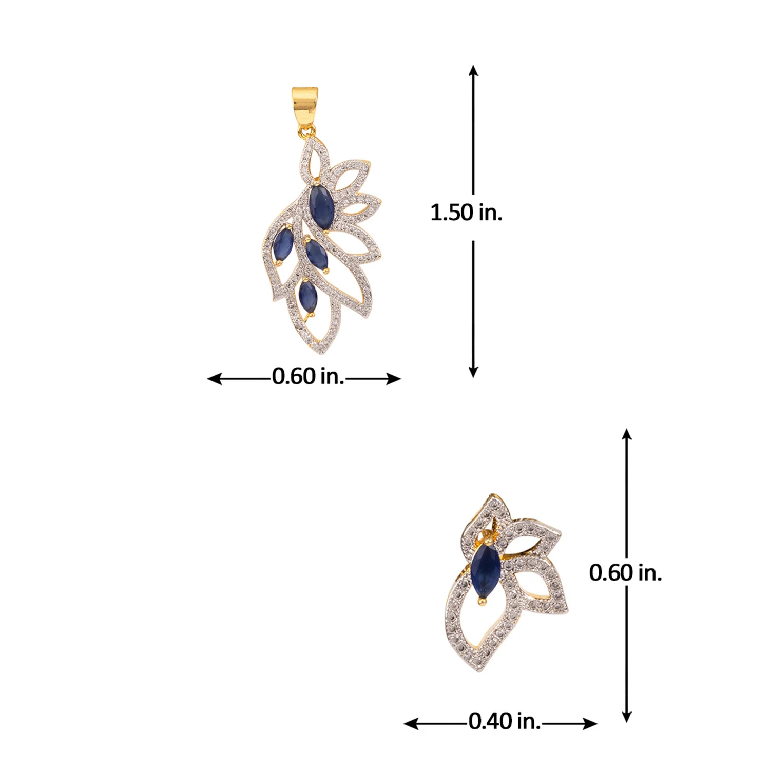 Designer Leafy Dual Plated Pendant Set - Image 6