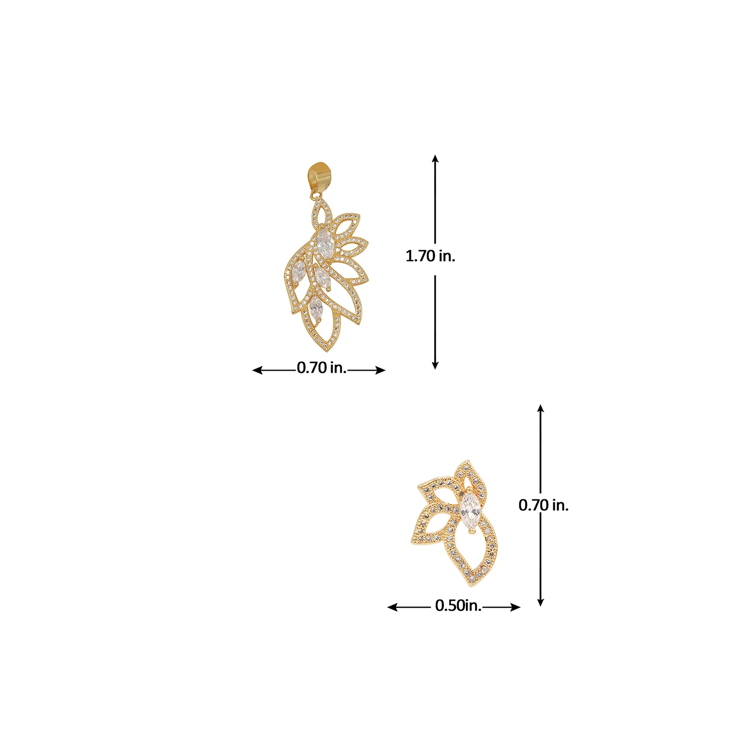 Designer Leafy Gold Plated Pendant Set - Image 6