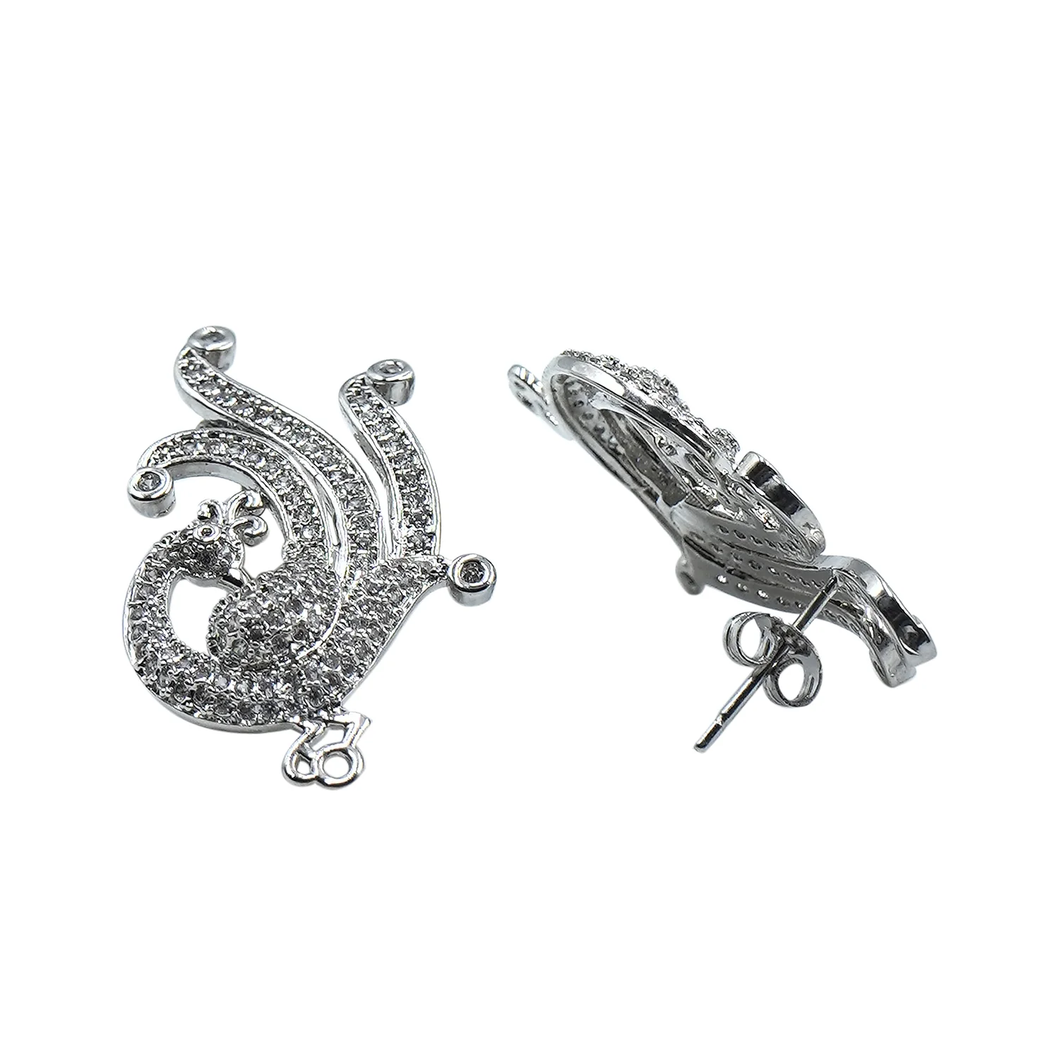 Designer Peacock Silver Plated Pendant Set - Image 5