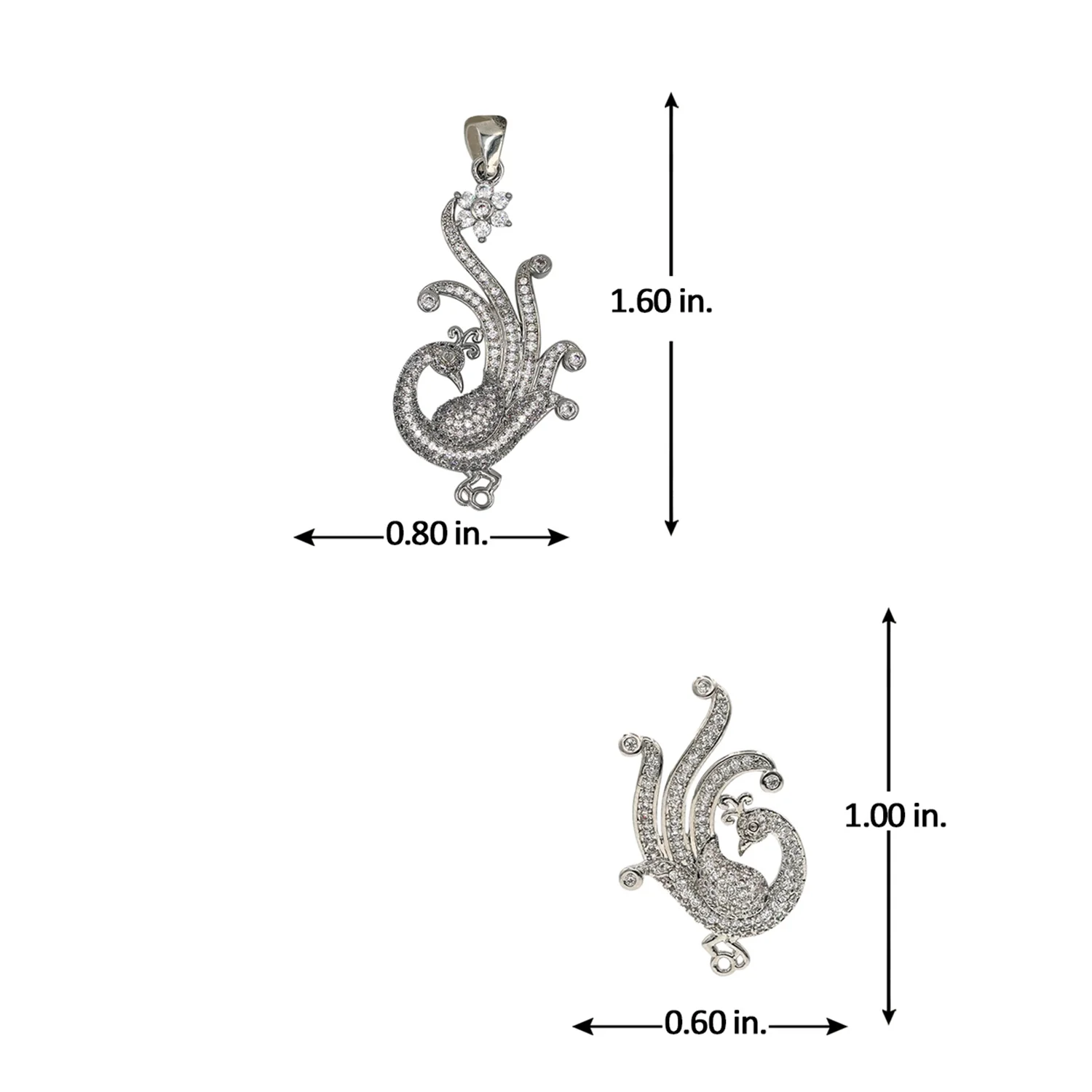 Designer Peacock Silver Plated Pendant Set - Image 6