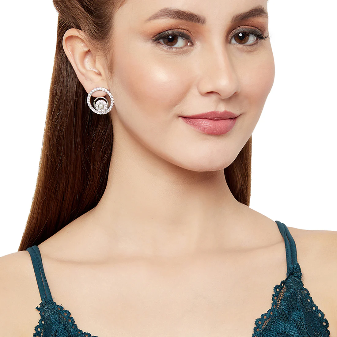 Designer Spiral Shaped Pearly Whites Earrings - Image 4
