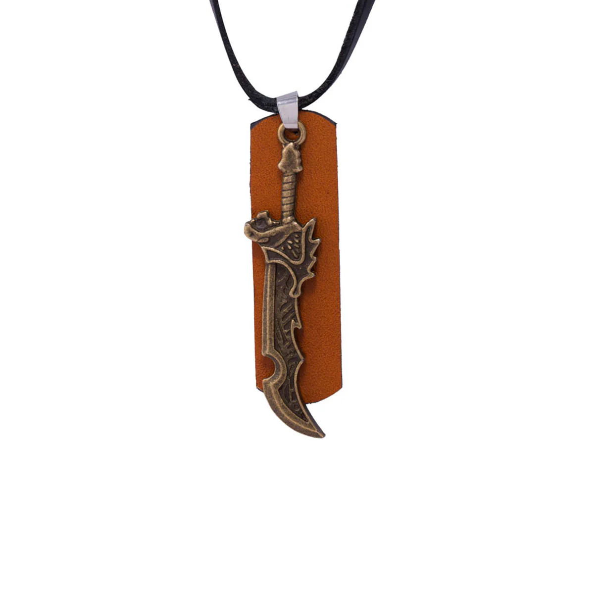 Designer Sword Detailing Pendant With Leather Chain For Men - Image 3