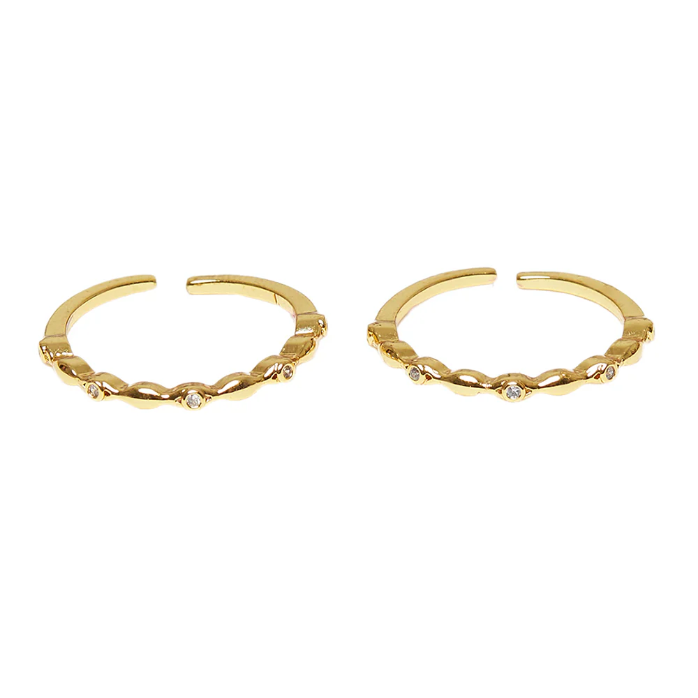 Sparkling Essentials Designer CZ Studded Toe Rings - Image 3