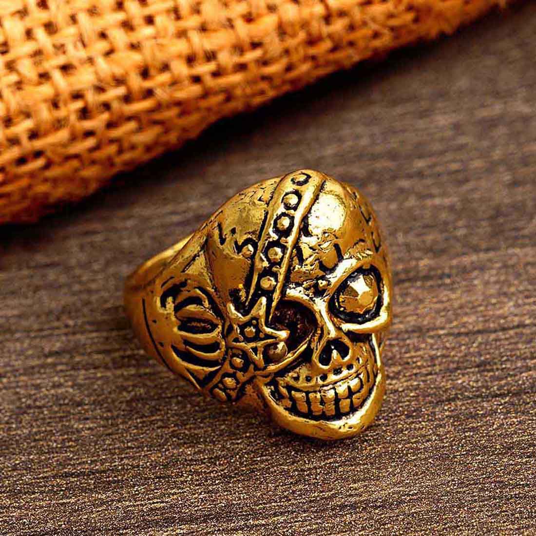 Devil Collection Beaded Skull Ring