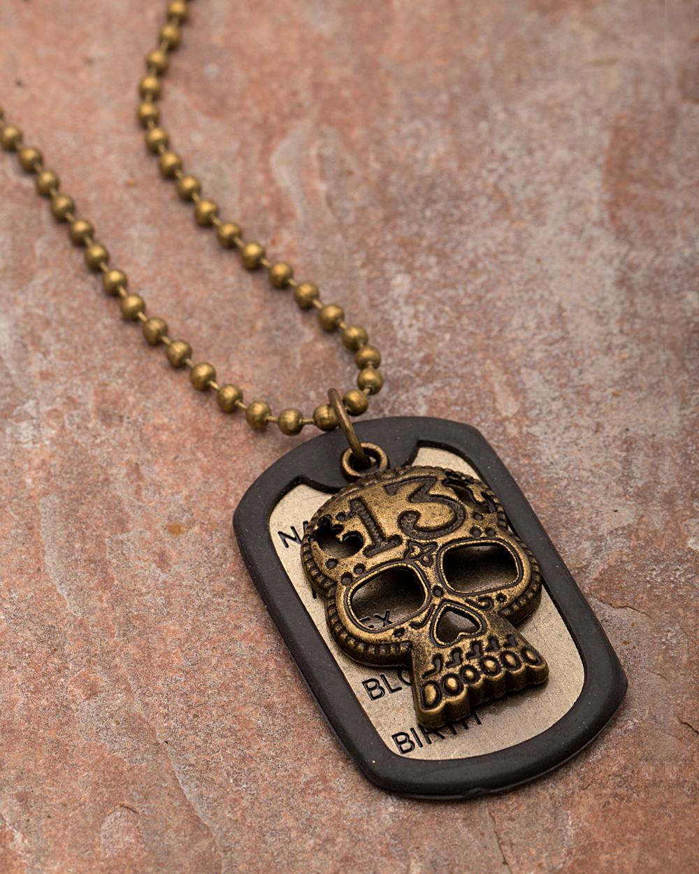 Dog Tag Skull Pendant With Chain