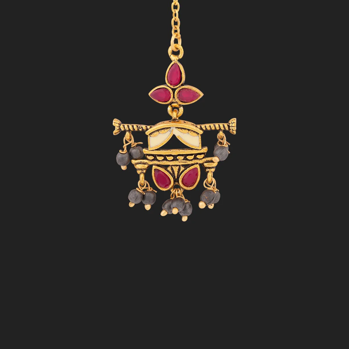 Doli Floral and Palki Motifs Maang Tika - Image 3