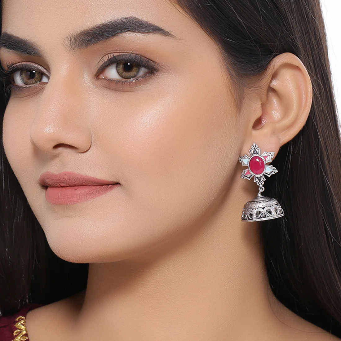 Doli Floral Jhumka Drop Earrings - Image 2