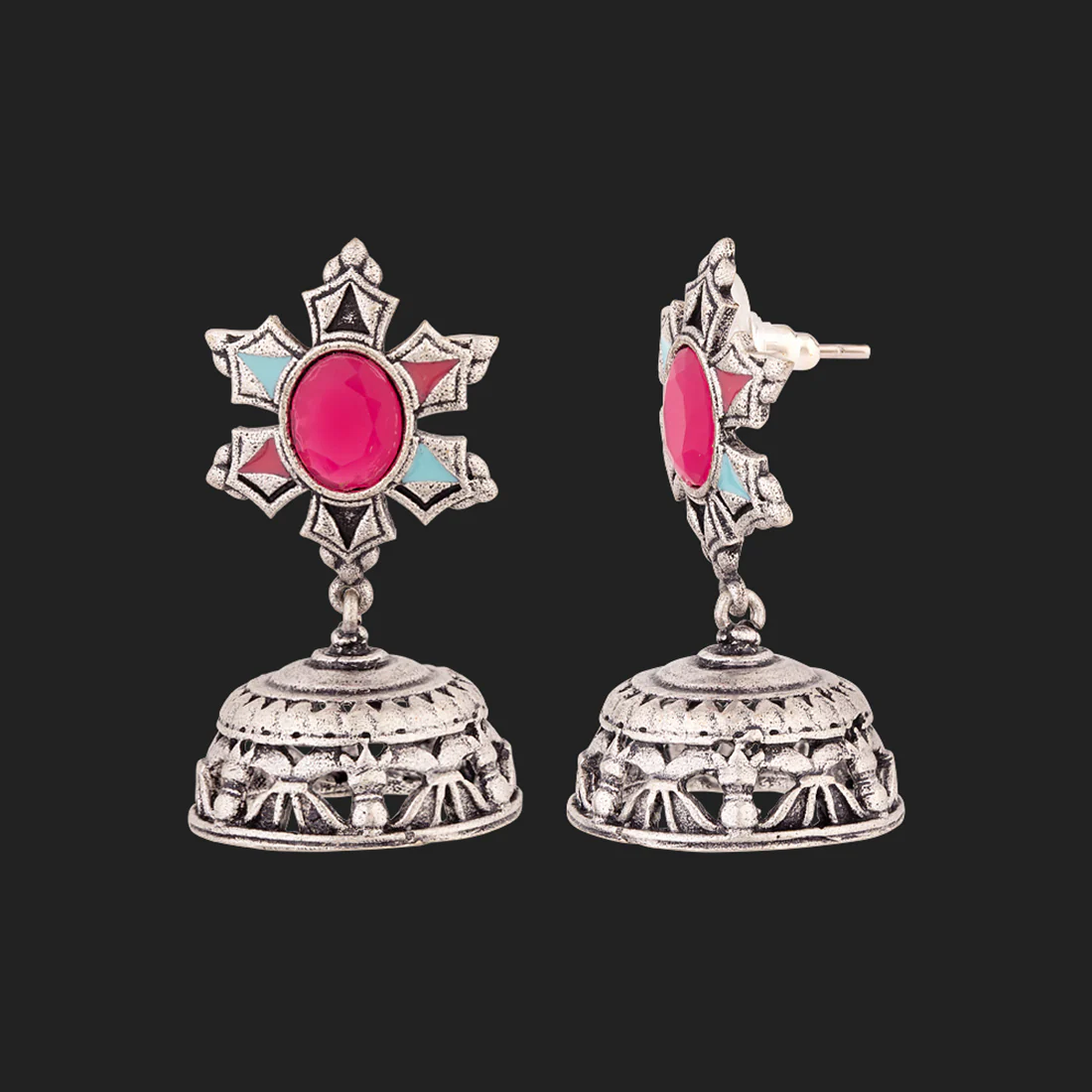 Doli Floral Jhumka Drop Earrings - Image 4