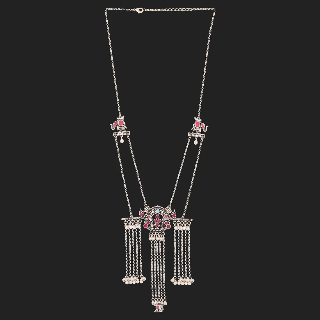 Doli Palki and Elephant Motifs Tassels Necklace - Image 4