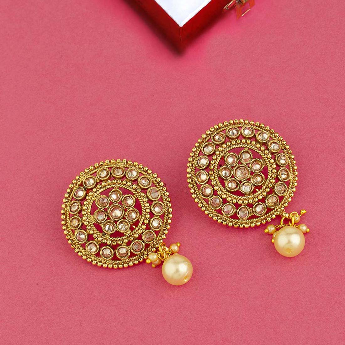 Dome Style Embellished Earrings