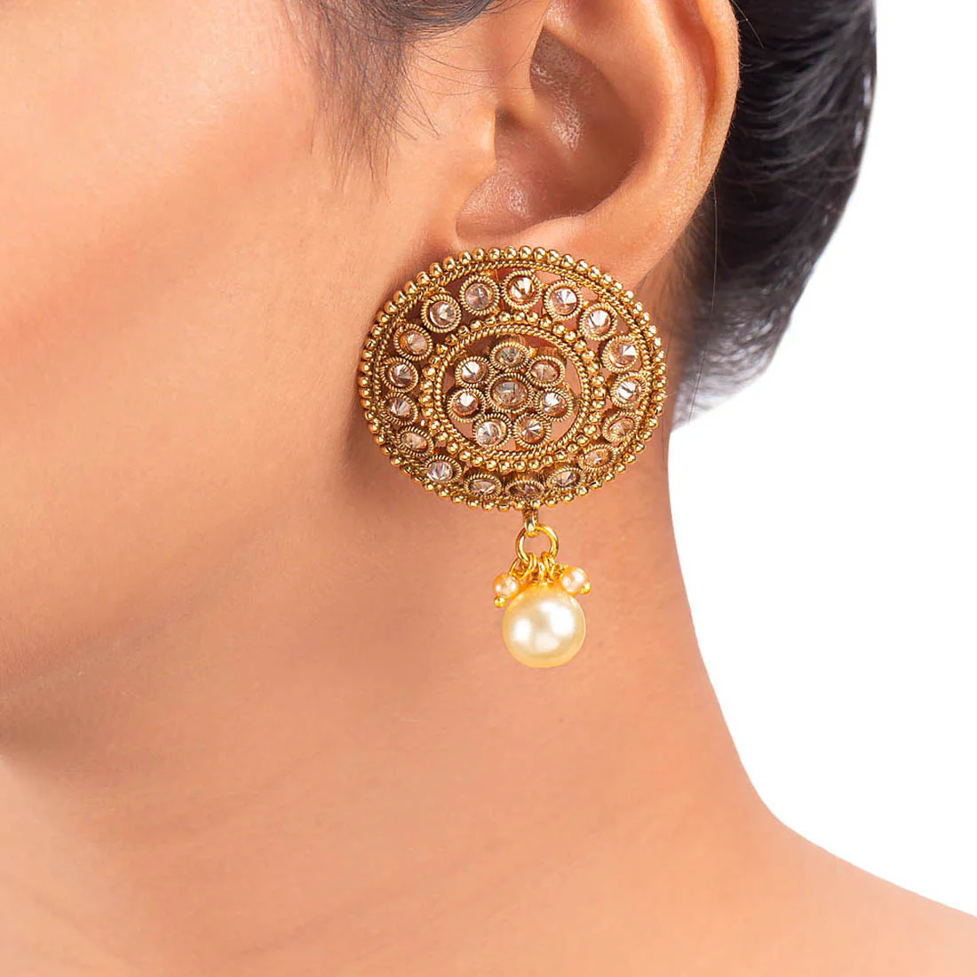 Dome Style Embellished Earrings - Image 2