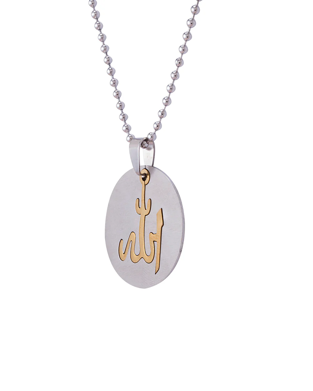 Dual Plated Allah Designer Pendant In Round Base With Chain - Image 3