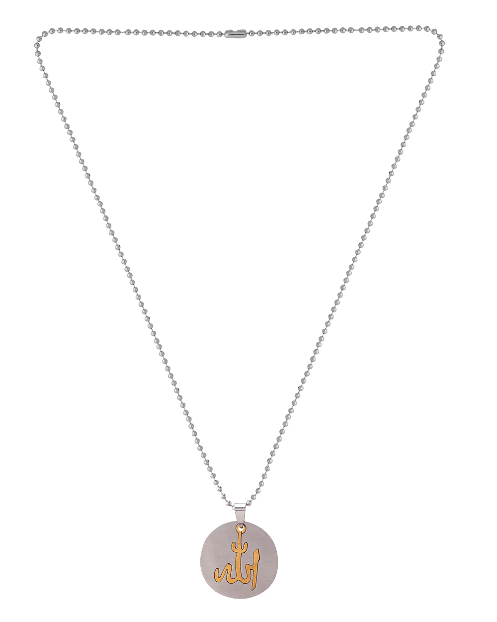 Dual Plated Allah Designer Pendant In Round Base With Chain - Image 4