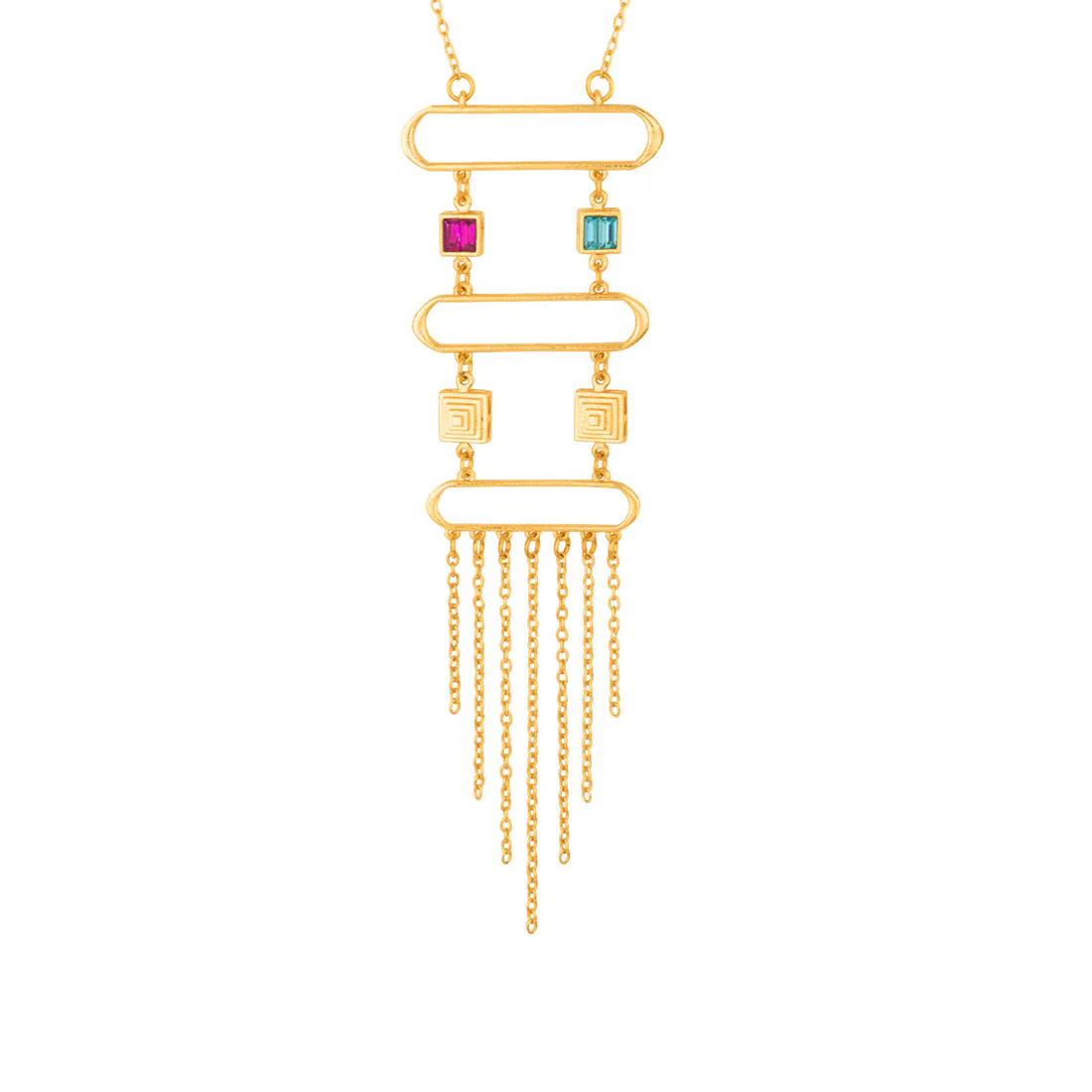 Dual-Stone Chains Geomatrix Necklace - Image 3
