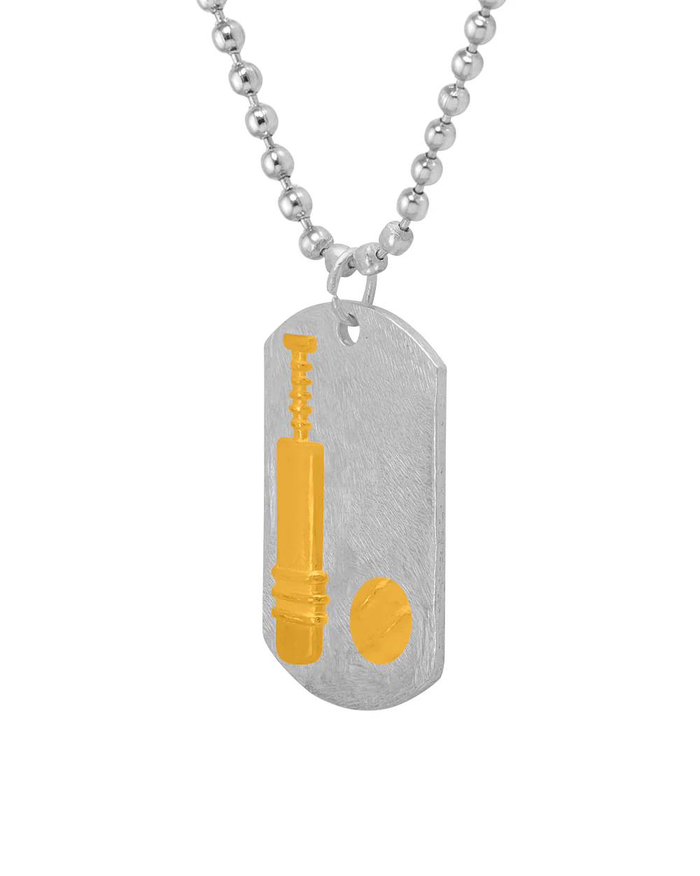 Dual Tone 'Bat & Ball' Pendant With Chain