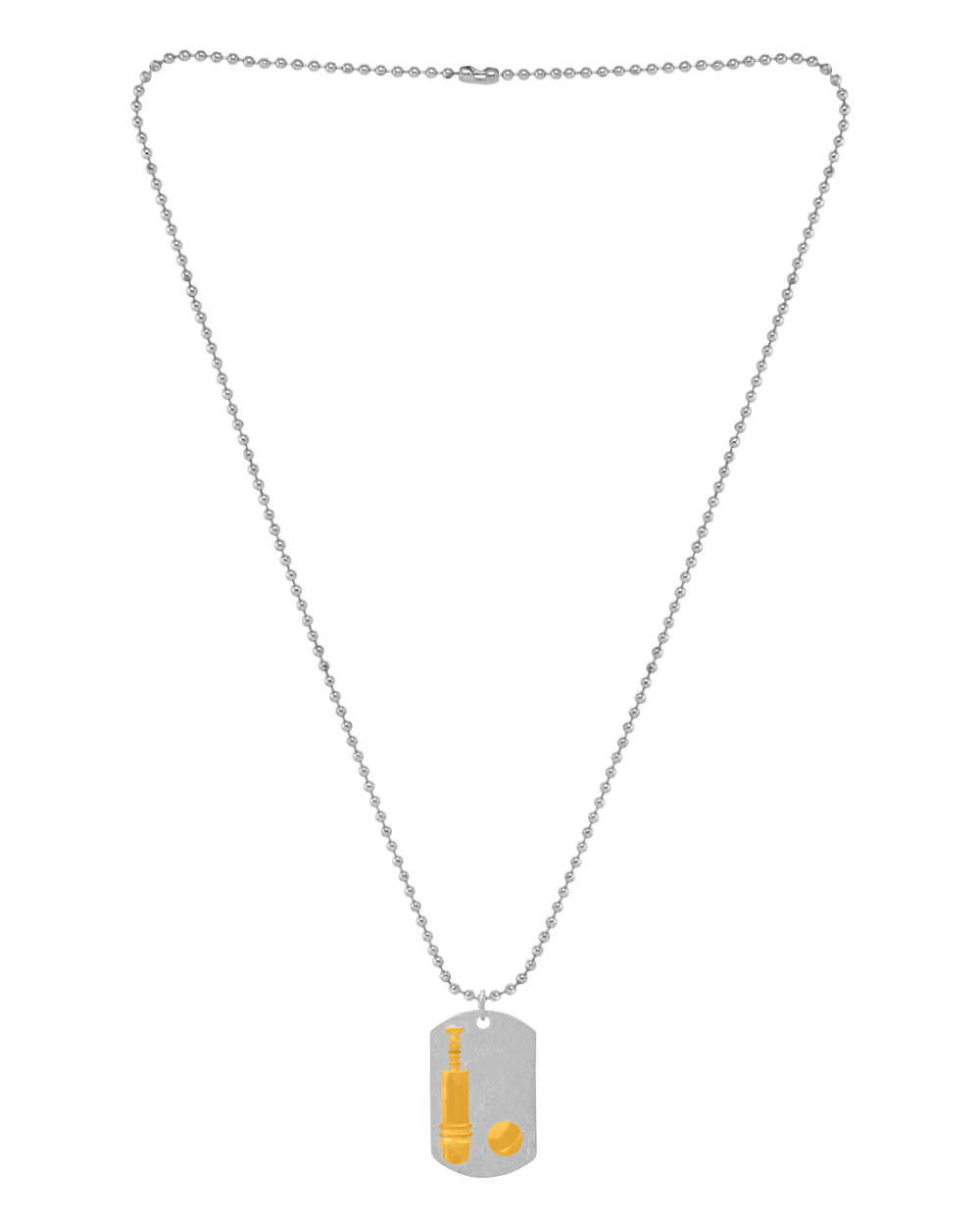 Dual Tone 'Bat & Ball' Pendant With Chain - Image 2