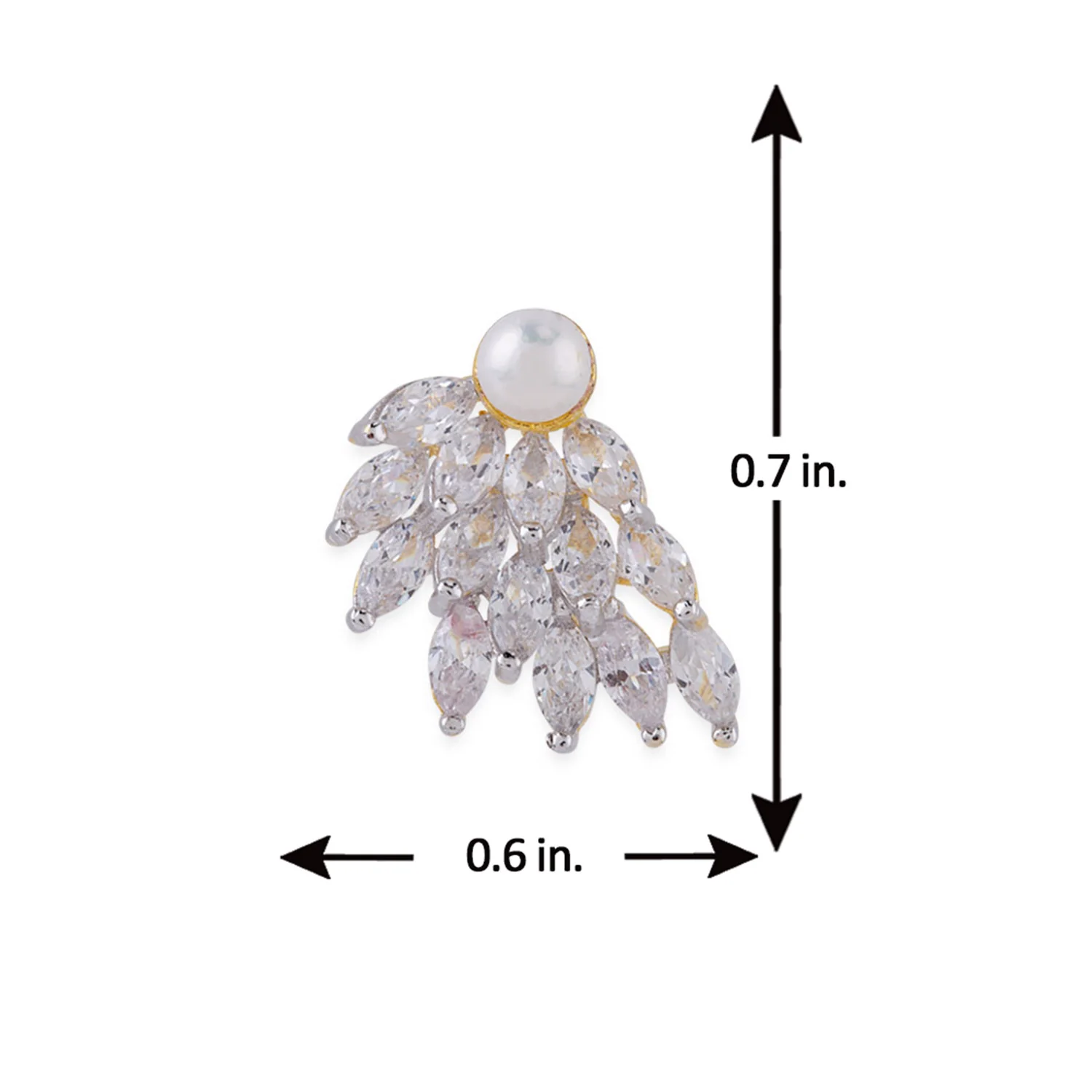 Dual Tone CZ Pearl Stud Earrings - Image 6