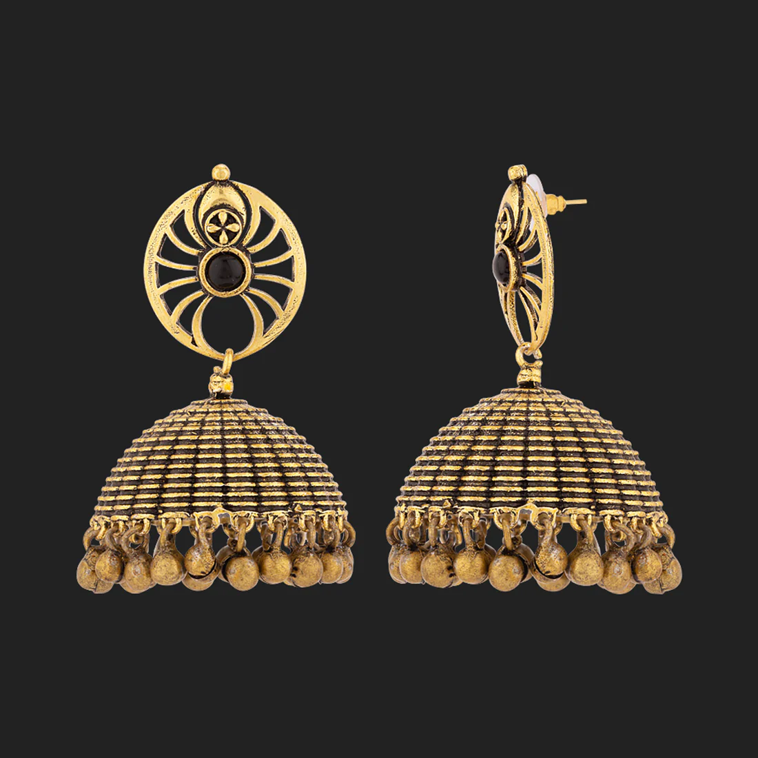 Durga Lightly Embellished Jhumka Earrings - Image 4
