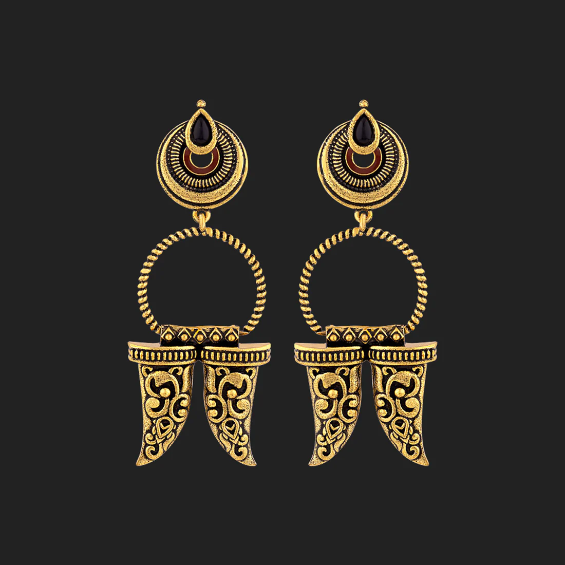 Durga Lion Nakha Dangler Earrings - Image 3