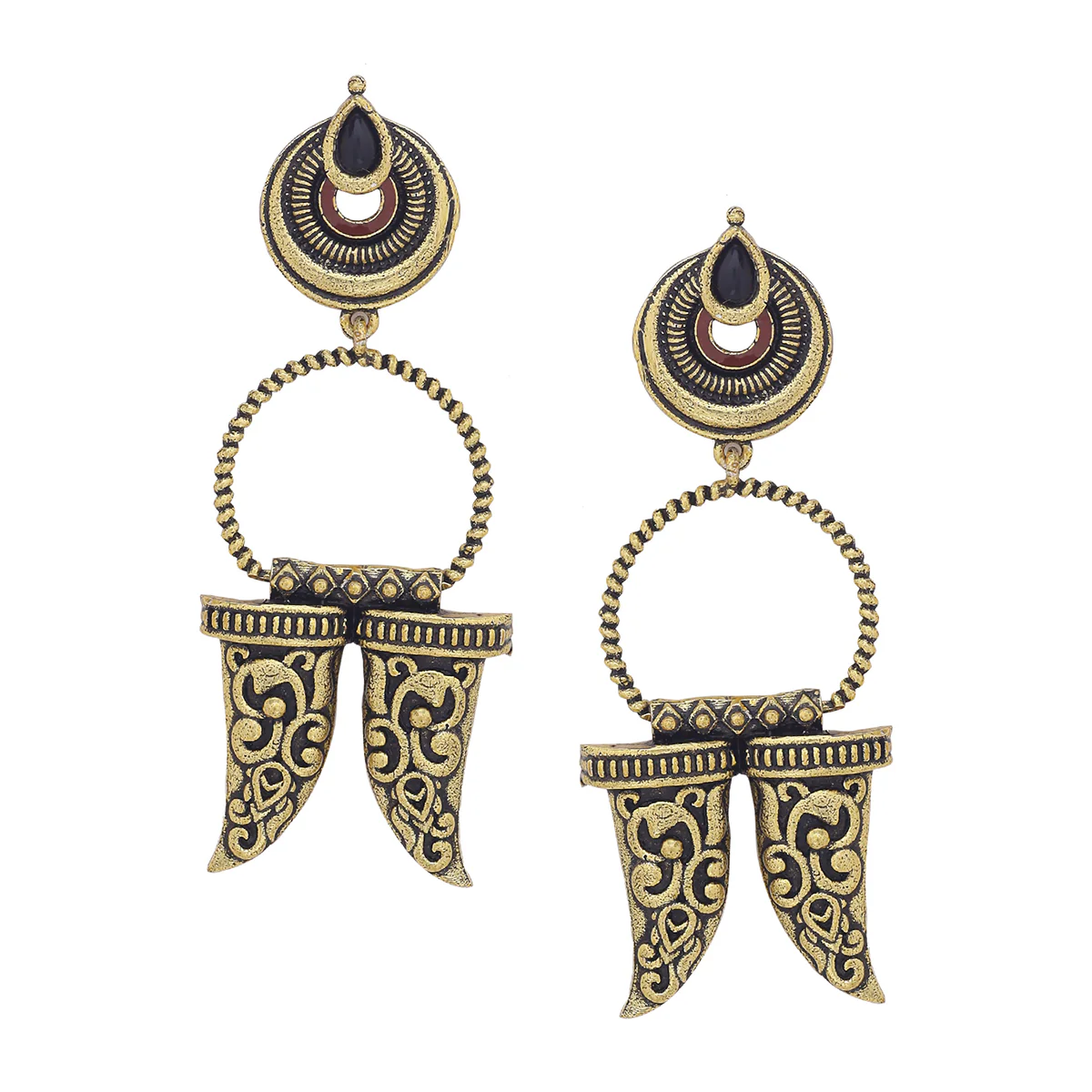 Durga Lion Nakha Dangler Earrings - Image 4