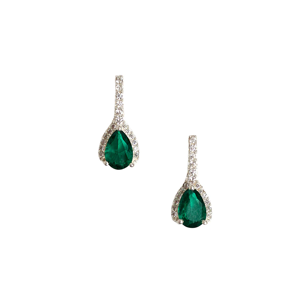 Eclectica Emerald Drop Earrings and Pendant 925 Sterling Silver Set - Image 5