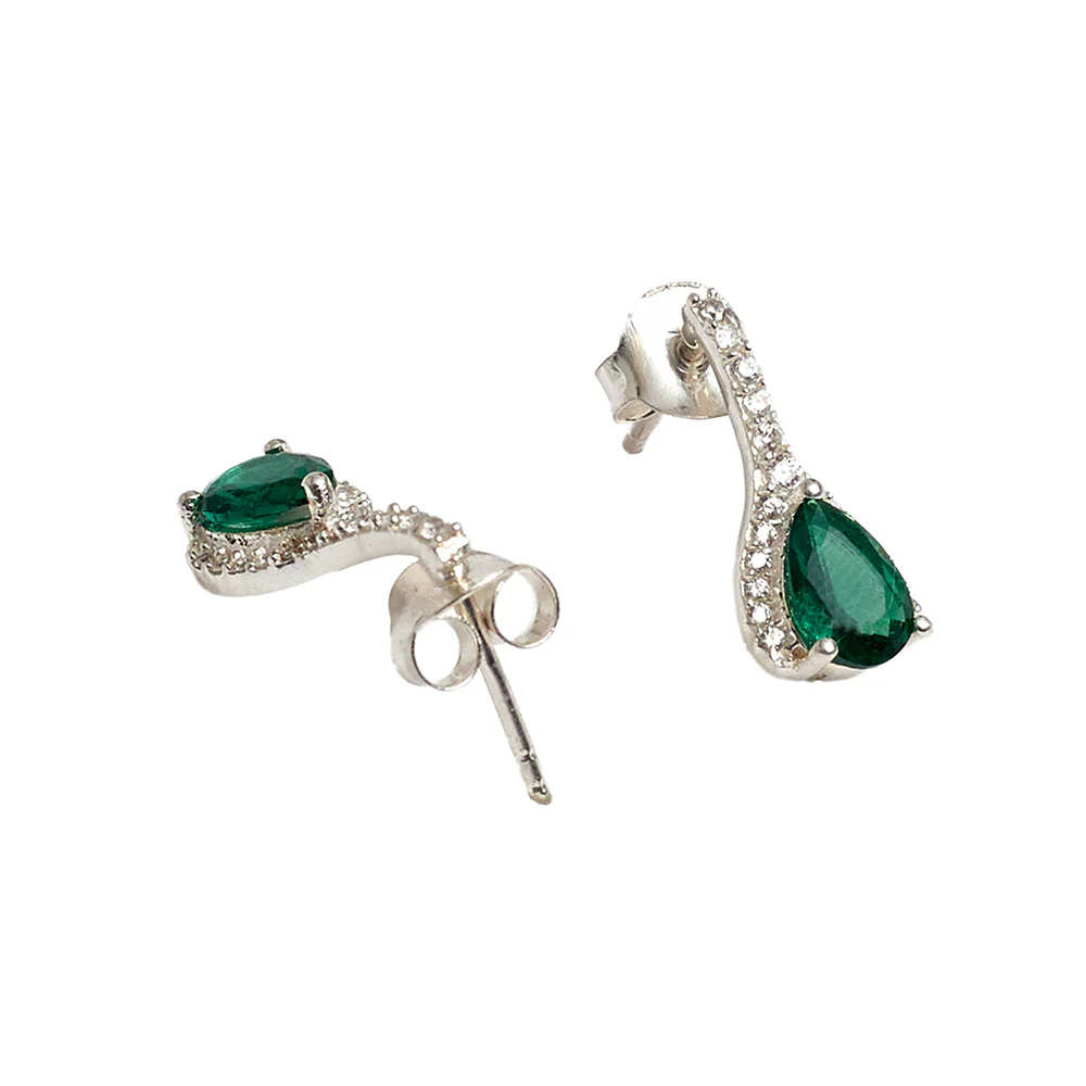 Eclectica Emerald Drop Earrings and Pendant 925 Sterling Silver Set - Image 6
