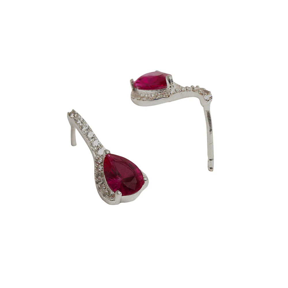 Eclectica Ruby Drop Earrings and Pendant 925 Sterling Silver Set - Image 6
