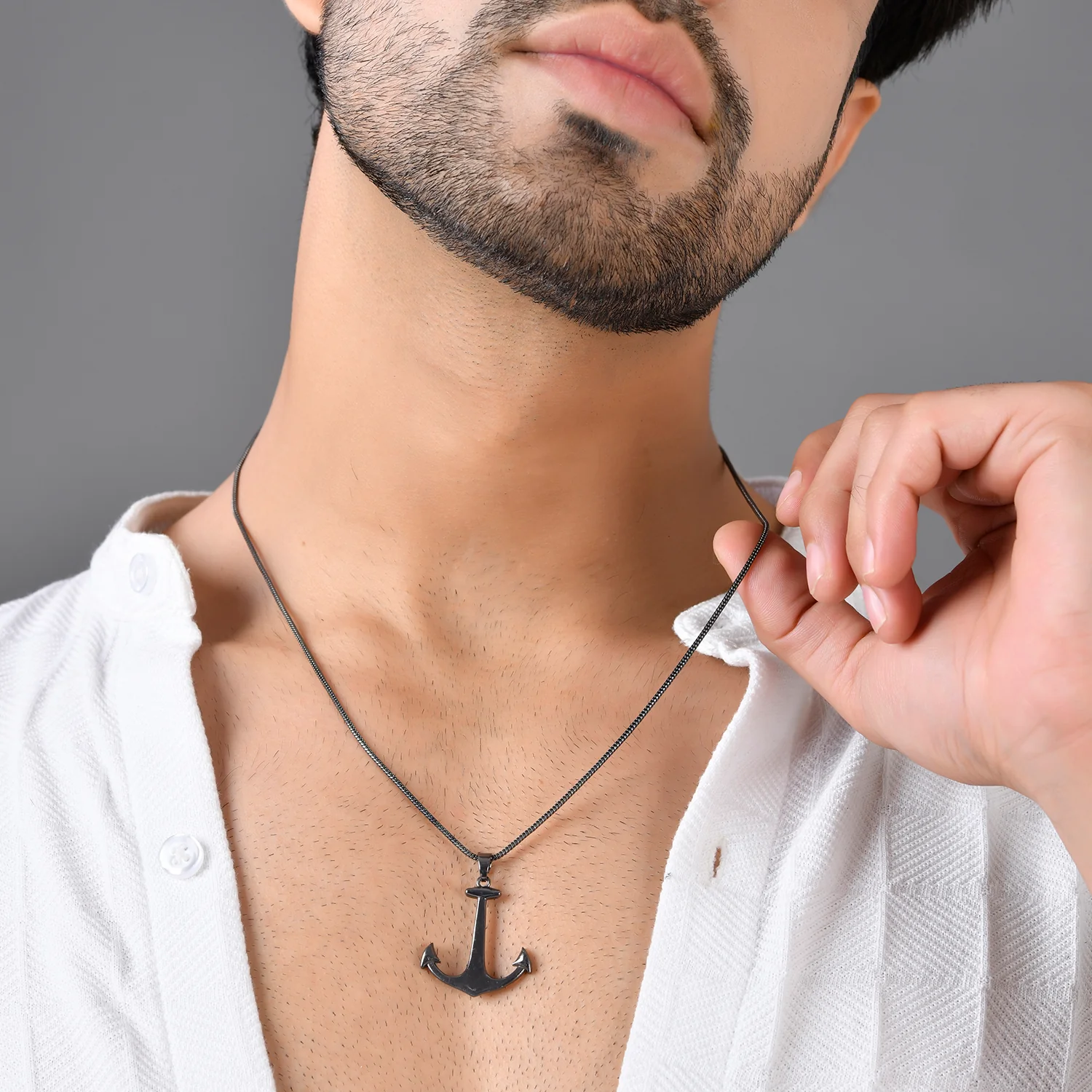 Eclipse Anchor Black Trishul Mens Pendant - Image 2