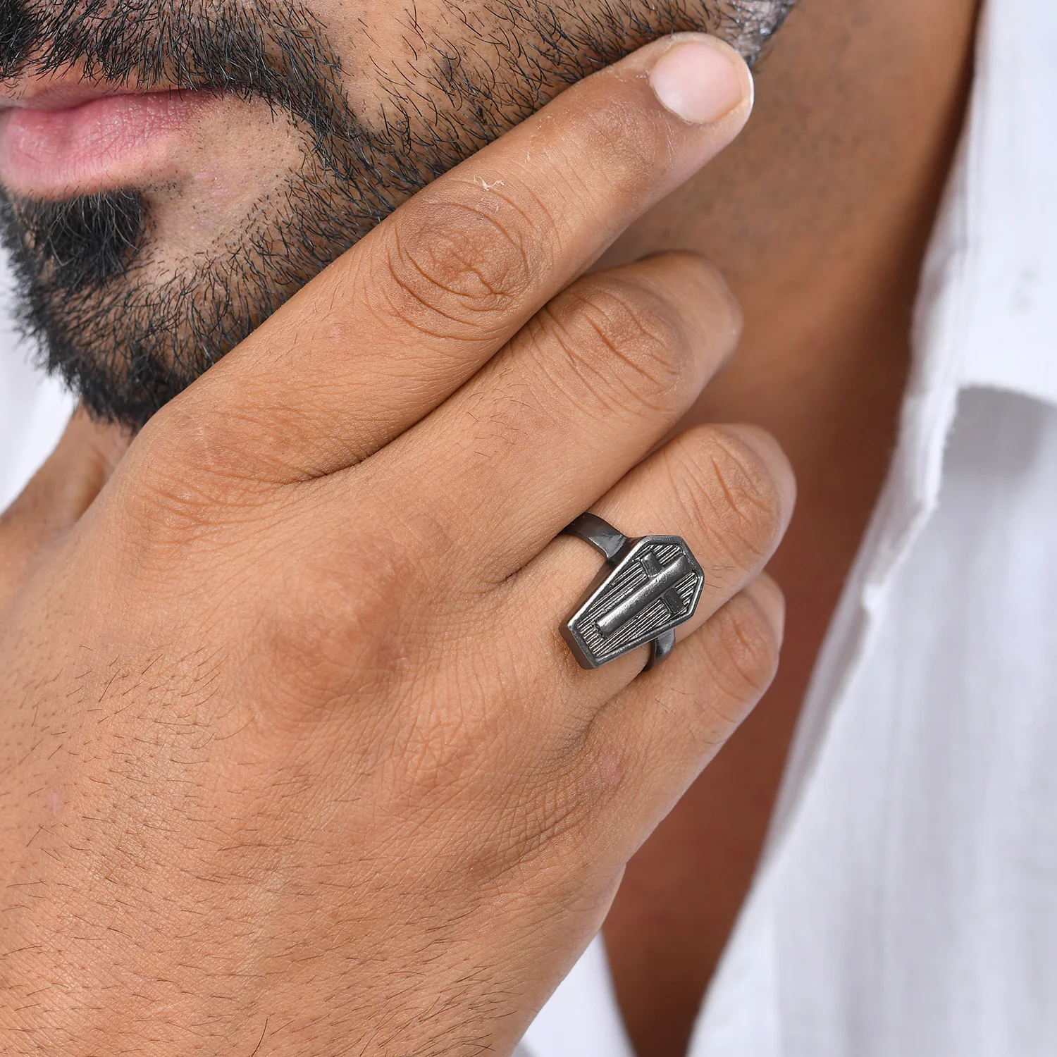 Eclipse Cross Black Adjustable Men’s Ring - Image 2