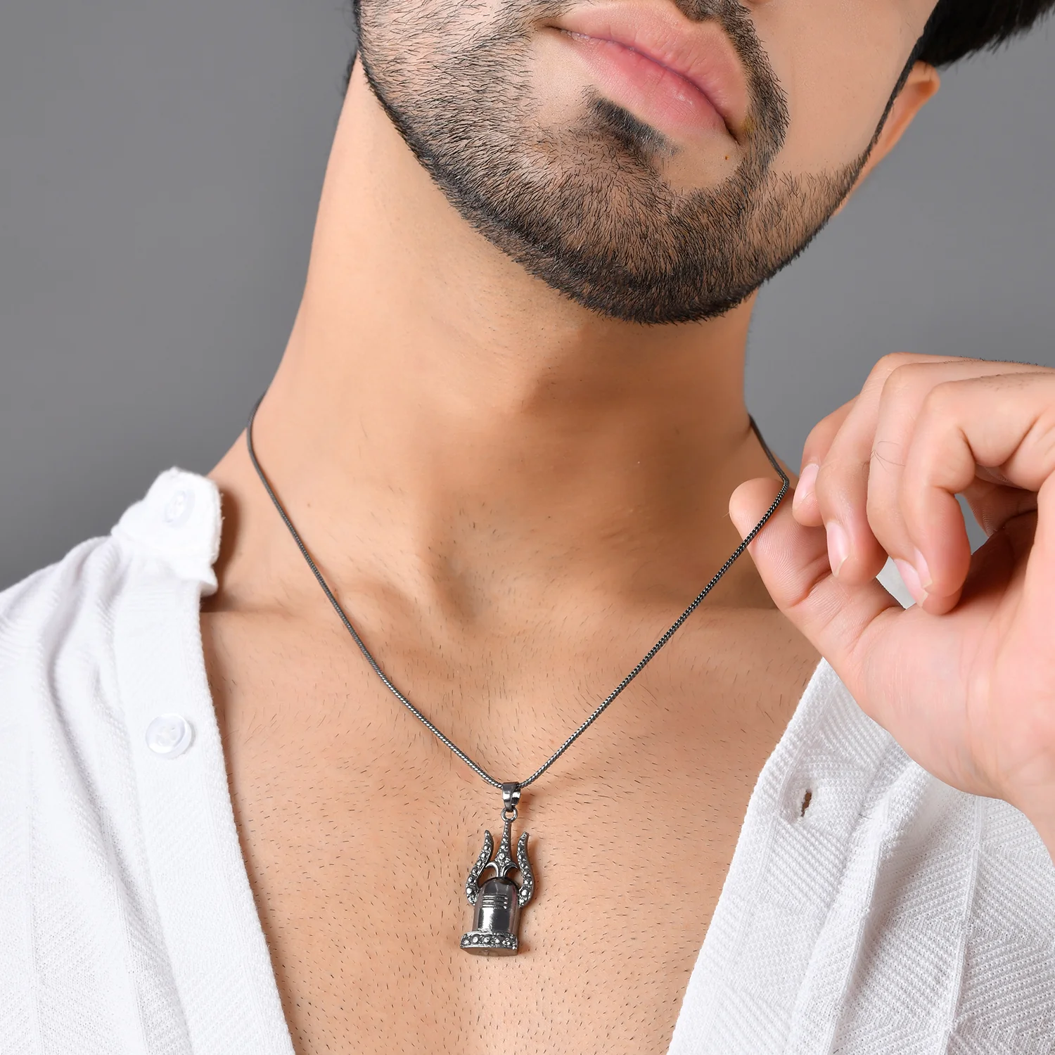 Eclipse Divine Trishul Shivling Black Mens Pendant - Image 2