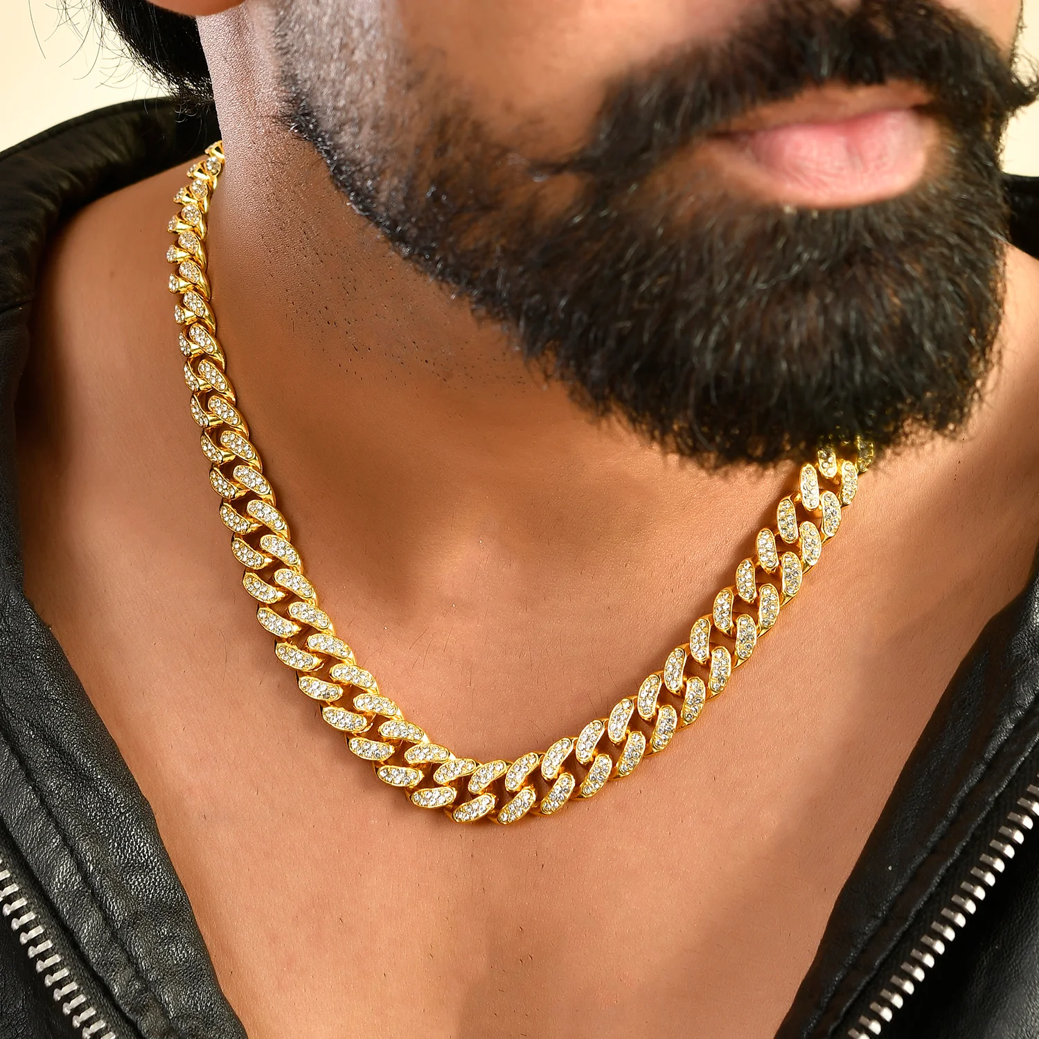 Eclipse Dominator Gold American Diamond Men's Necklace - Image 2