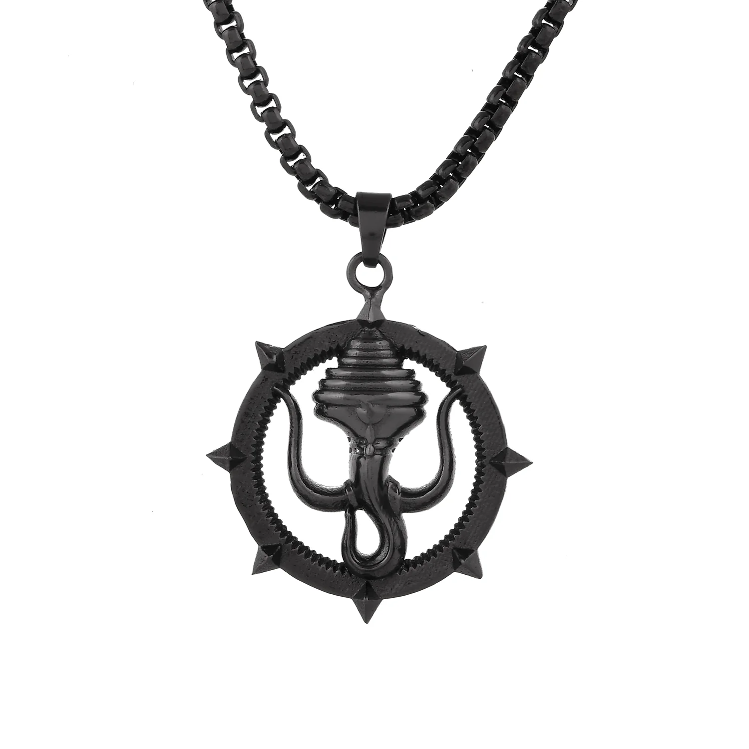 Eclipse Stylish Bold Black Trishul Mens Pendant - Image 3