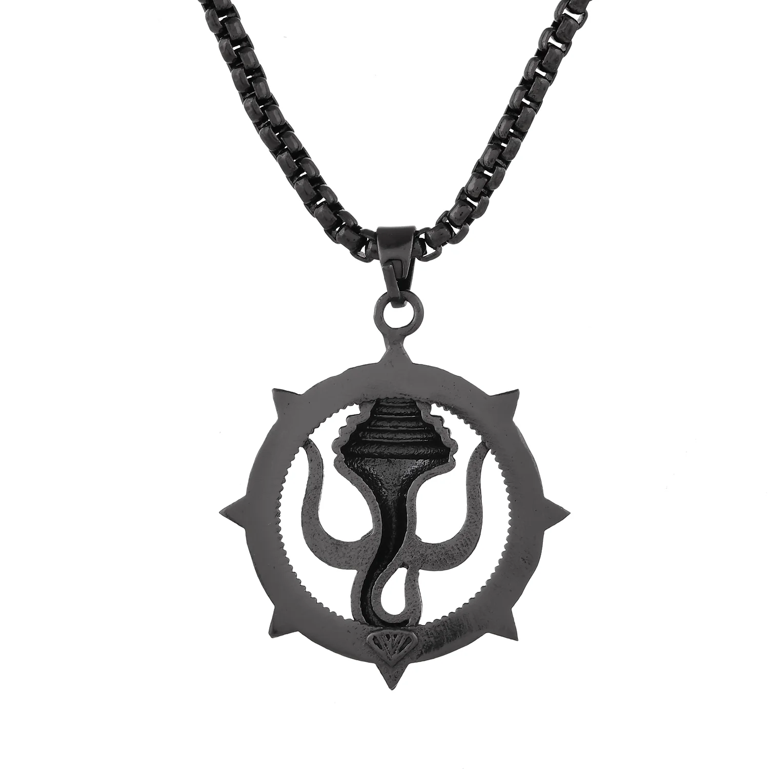 Eclipse Stylish Bold Black Trishul Mens Pendant - Image 5