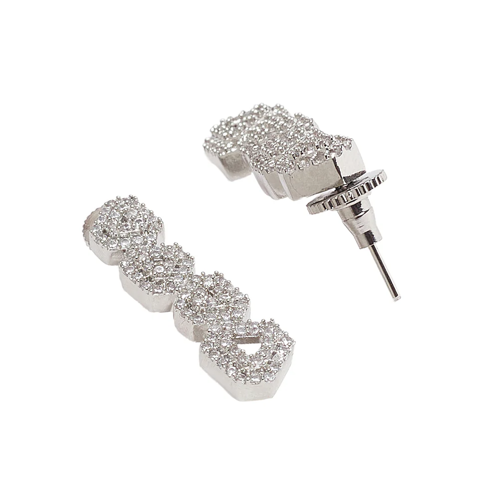 Edgy Triangles Pattern CZ Embellished Silver Jewellery Set - Image 6