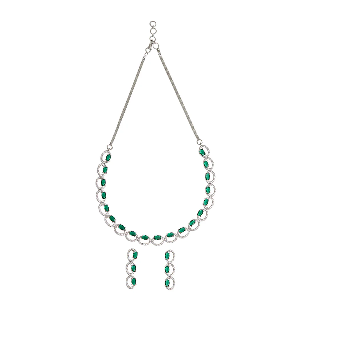Elegance collection Necklace with green and silver gems - Image 3