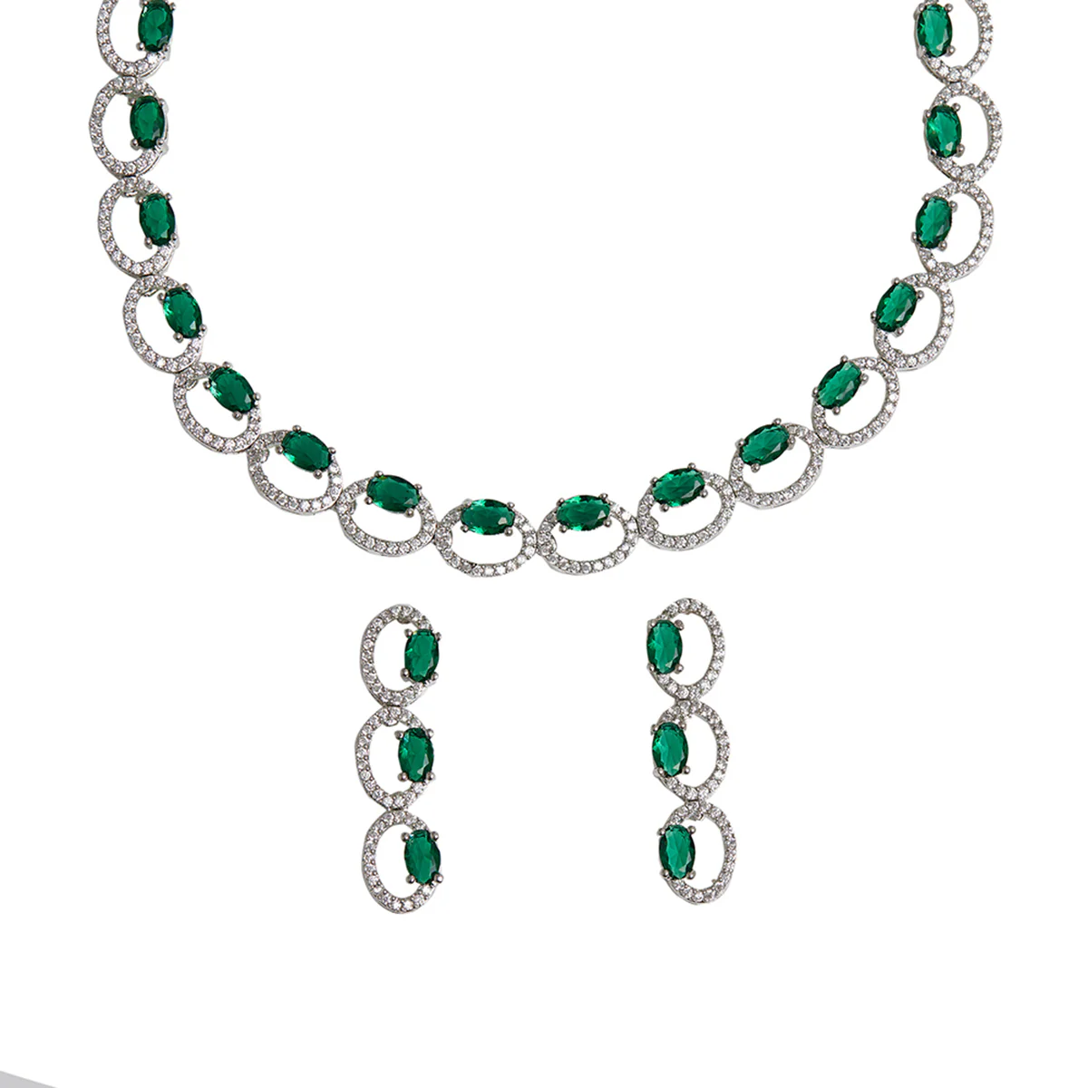 Elegance collection Necklace with green and silver gems - Image 4