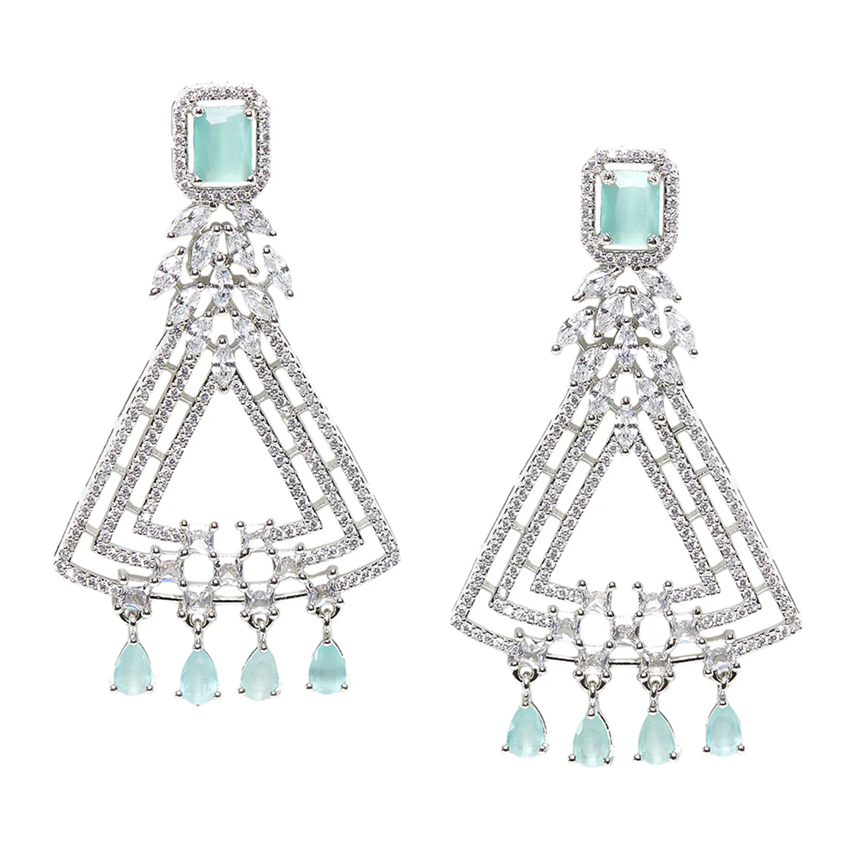 Elegant CZ Dangler Earrings - Image 3